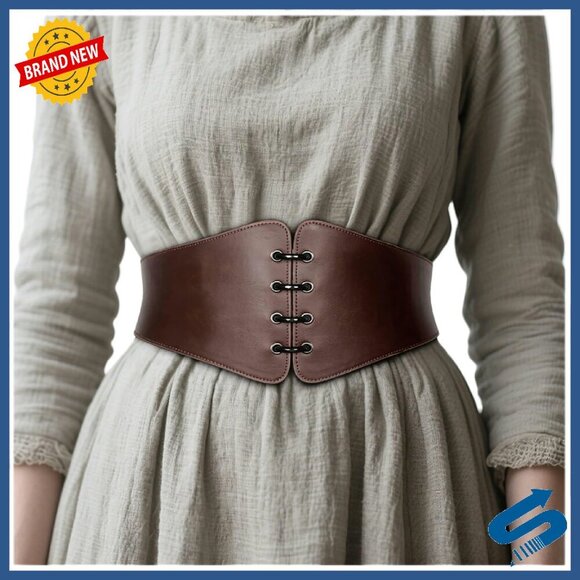 Medieval Leather Corset Belt Renaissance Cinch Belt Halloween Costume main image 5